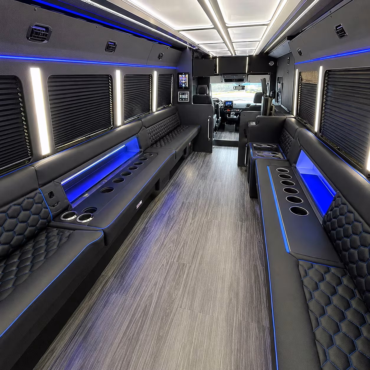 Colorado Springs Birthday, Sweet 16, & Quinceañera Transportation party bus interior
