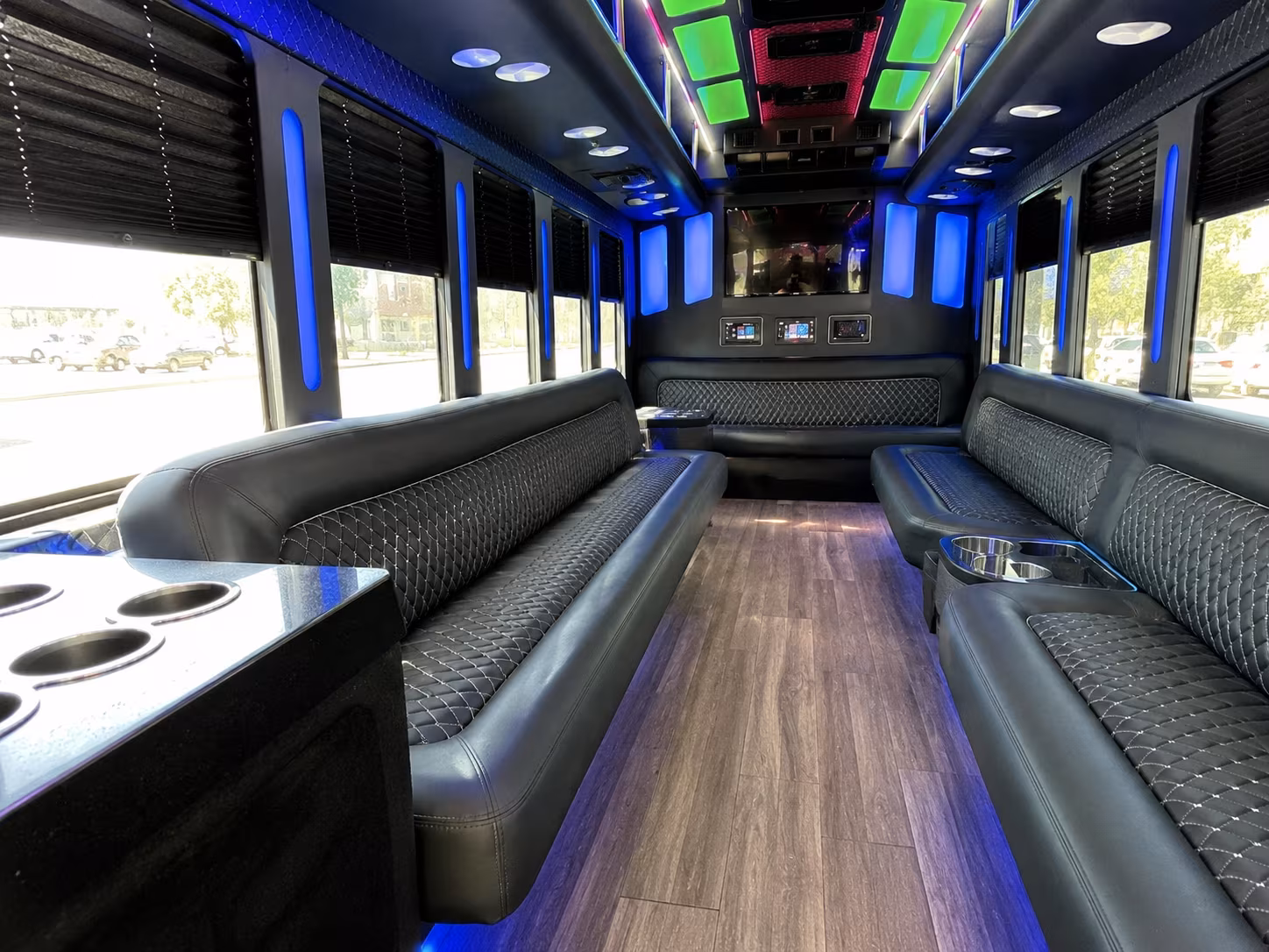 Colorado Springs Sporting Event Transportation party bus exterior