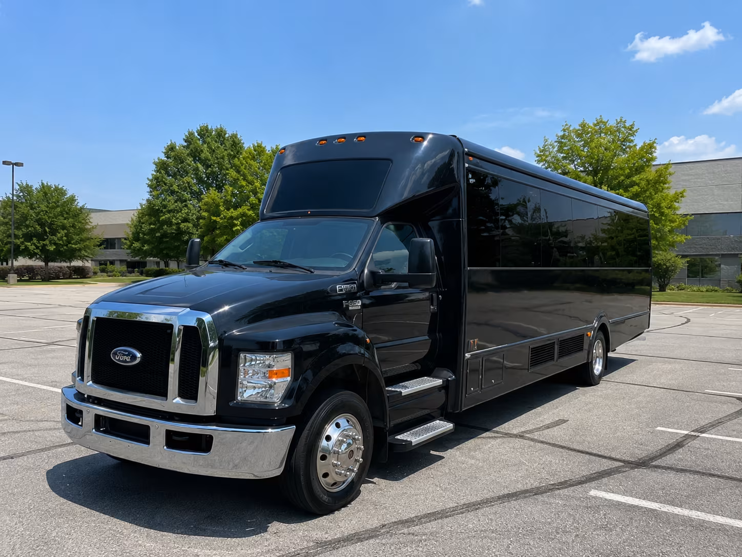 Colorado Springs Sporting Event Transportation party bus exterior